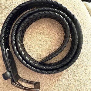 Bass black woven belt gunmetal buckle 11GH0402 Faux LEATHER Made in China 36/80